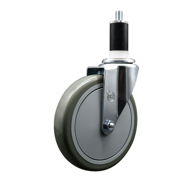 6'' Gray Poly Wheel Swivel 1-3/8'' Expanding Stem Caster